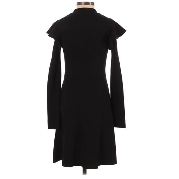 J.O.A Black Wool Blend Ruffled Shoulder Long Sleeve Sweater Dress Mini Womens XS - Picture 2 of 8